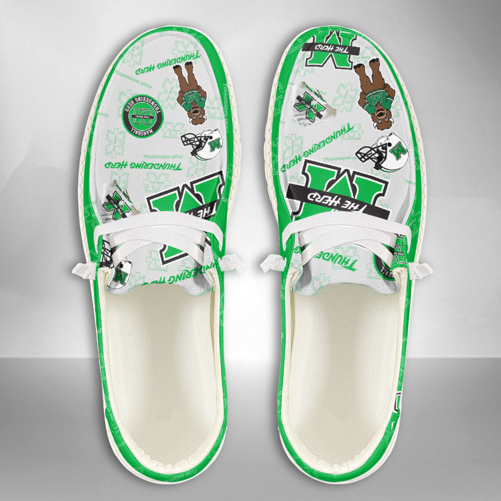 NCAA Marshall Thundering Herd Custom Name Hey Dude Shoes 01 M7
