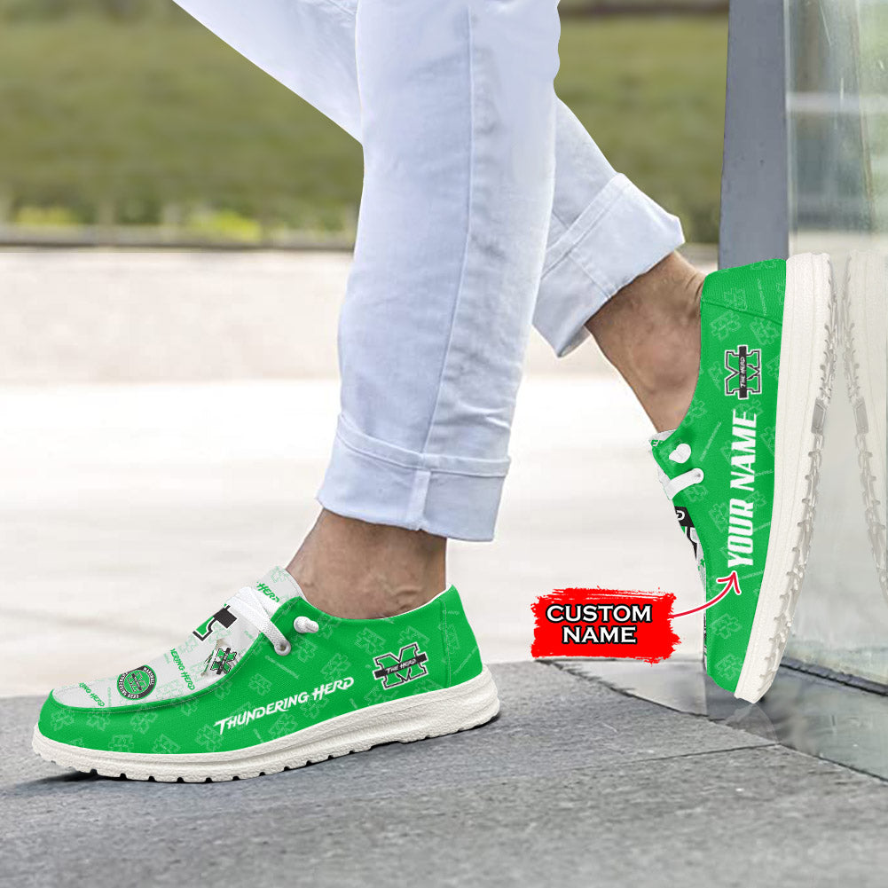 NCAA Marshall Thundering Herd Custom Name Hey Dude Shoes 02 M12