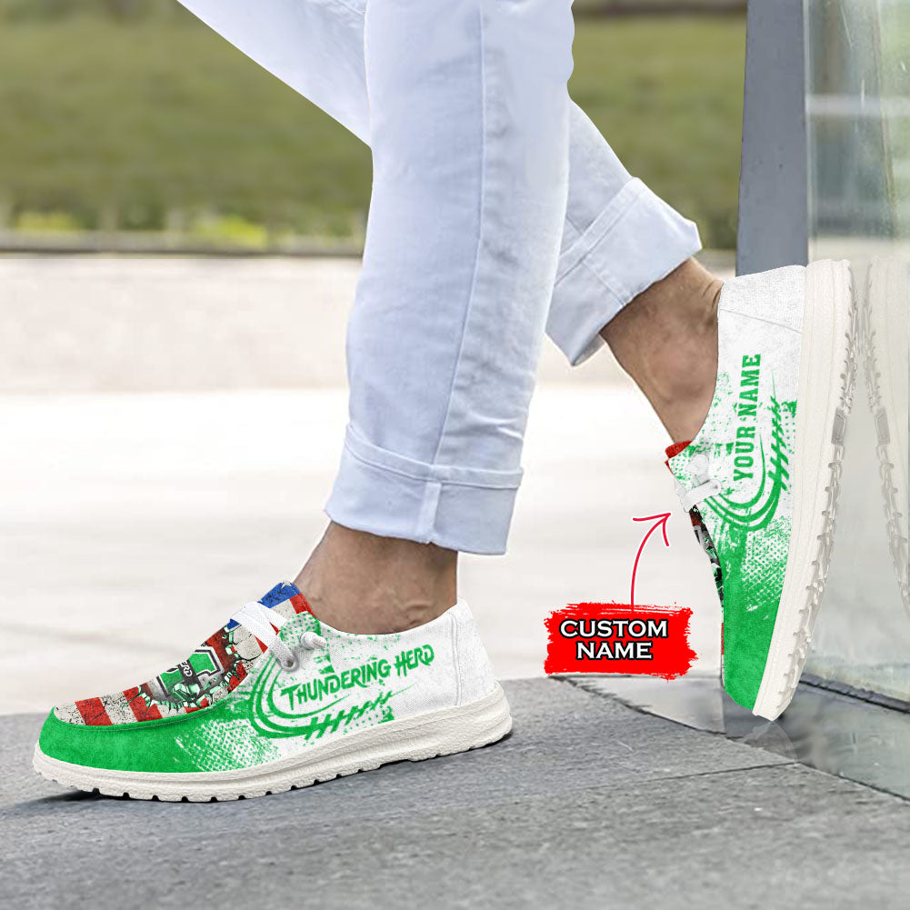 NCAA Marshall Thundering Herd Custom Name Hey Dude Shoes 07 M79