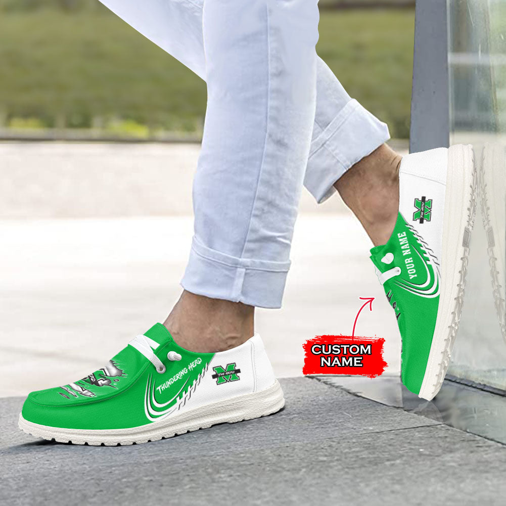 NCAA Marshall Thundering Herd Custom Name Hey Dude Shoes 10 M79