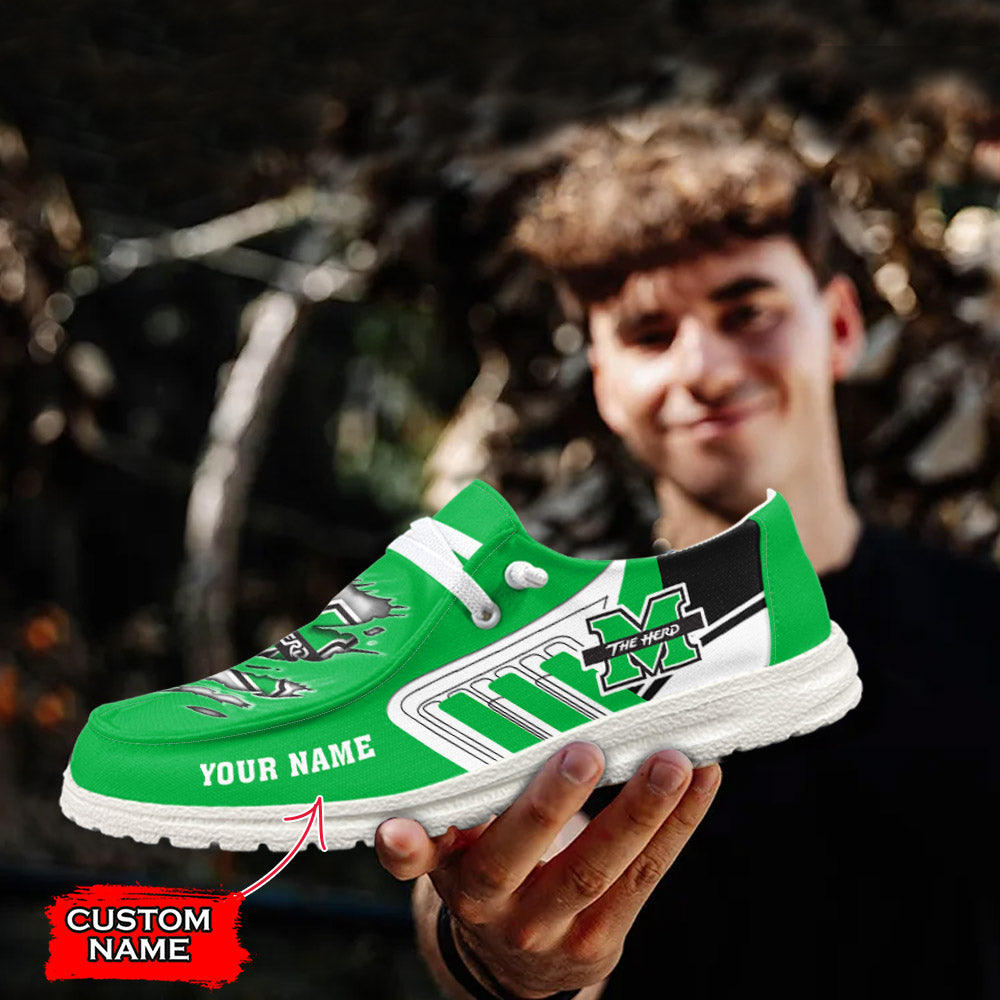 NCAA Marshall Thundering Herd Custom Name Hey Dude Shoes 11 M79
