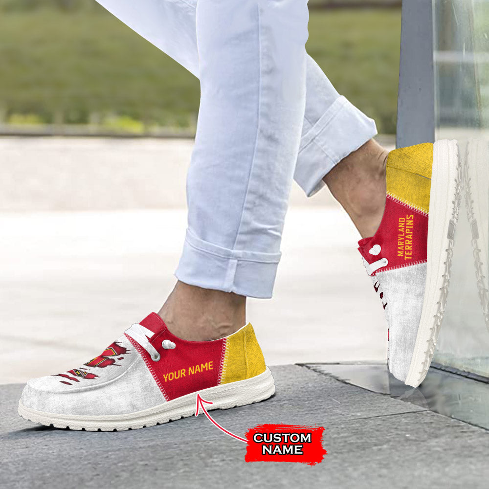 NCAA Maryland Terrapins Custom Name Hey Dude Shoes 09 M79