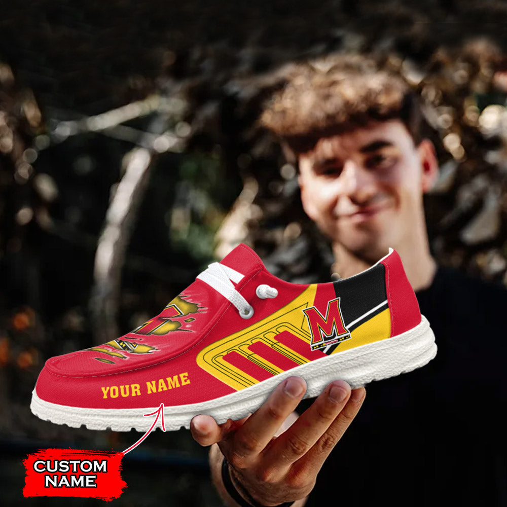 NCAA Maryland Terrapins Custom Name Hey Dude Shoes 11 M79