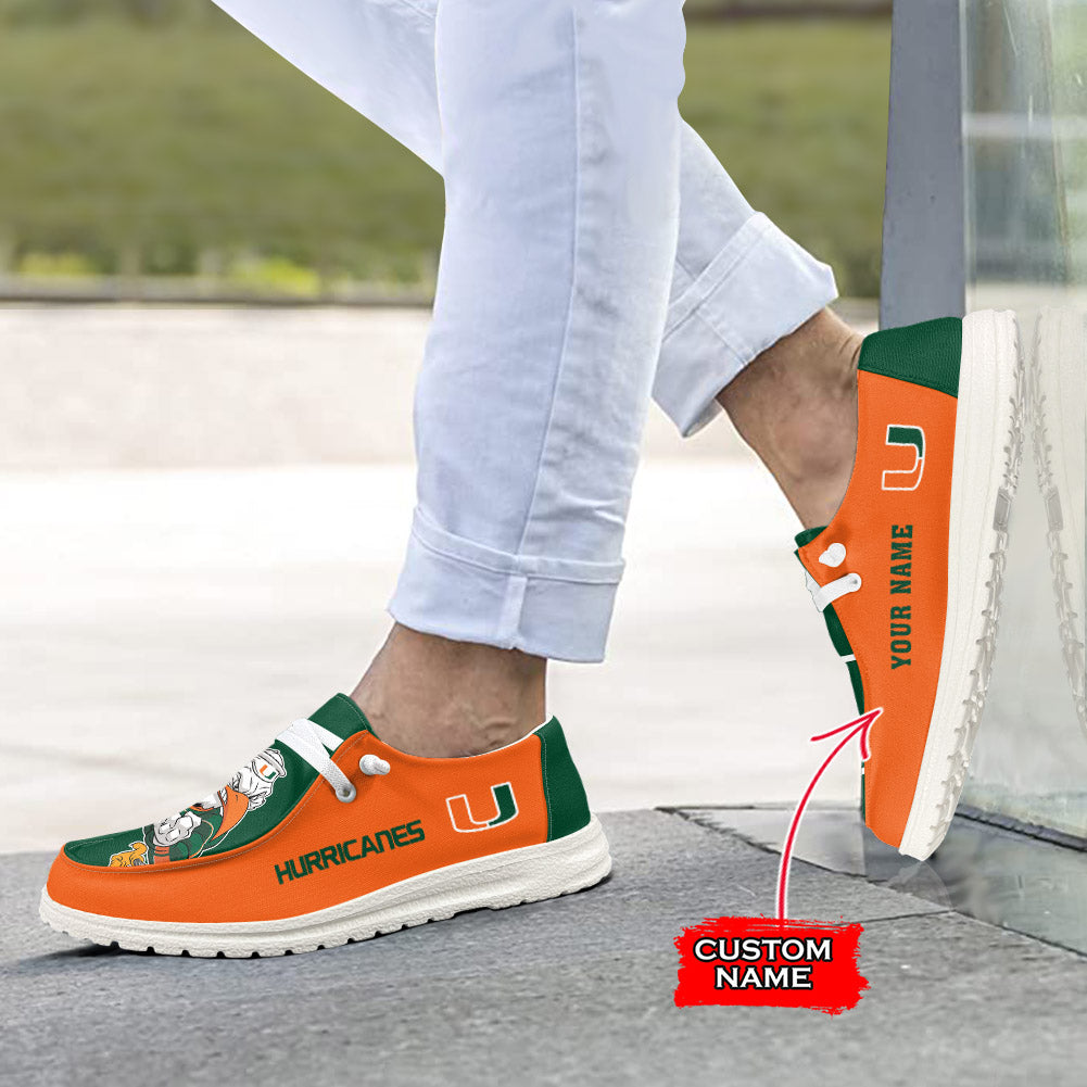 NCAA Miami Hurricanes - Custom Name Hey Dude Shoes 02