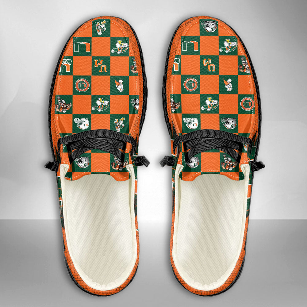 NCAA Miami Hurricanes Custom Name Hey Dude Shoes 01 CH1