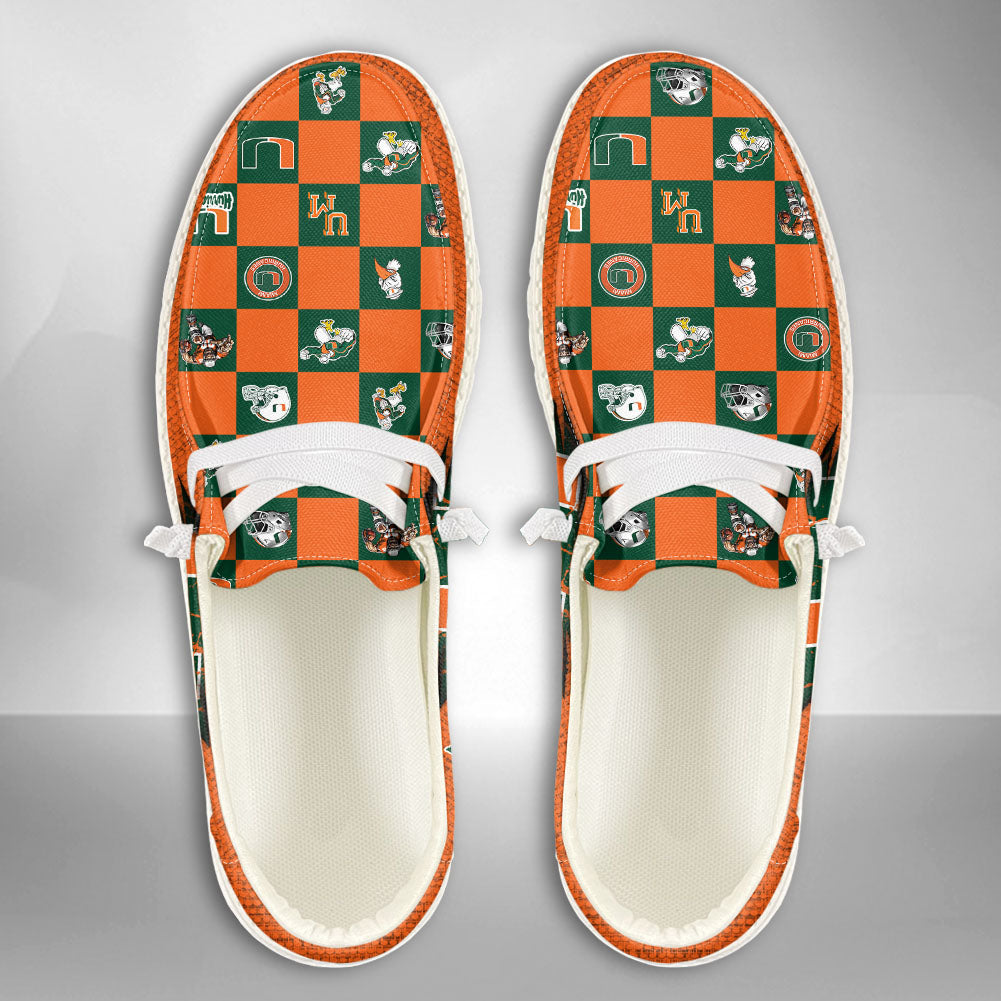 NCAA Miami Hurricanes Custom Name Hey Dude Shoes 01 CH1