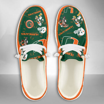 NCAA Miami Hurricanes Custom Name Hey Dude Shoes 01 M7