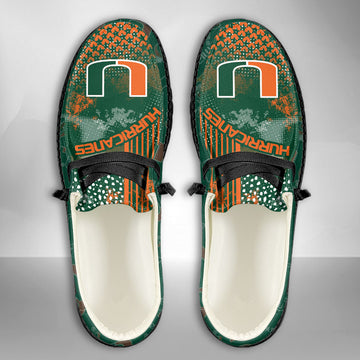 NCAA Miami Hurricanes Custom Name Hey Dude Shoes 03 M7