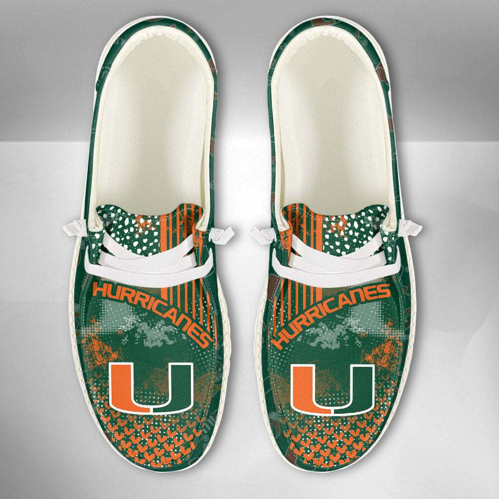 NCAA Miami Hurricanes Custom Name Hey Dude Shoes 03 M7