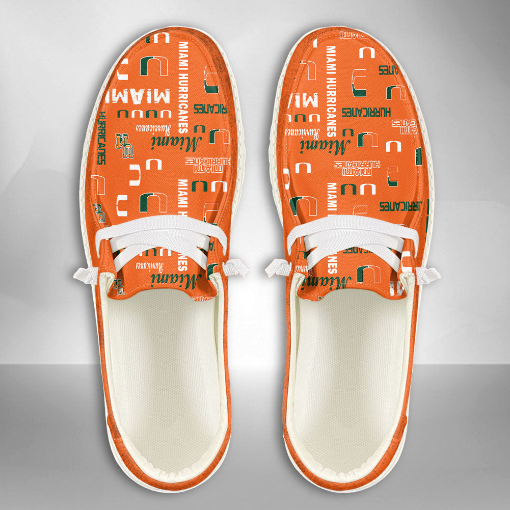 NCAA Miami Hurricanes Custom Name Hey Dude Shoes 04 M12