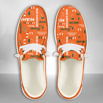 NCAA Miami Hurricanes Custom Name Hey Dude Shoes 04 M7