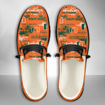 NCAA Miami Hurricanes Custom Name Hey Dude Shoes 05 M22