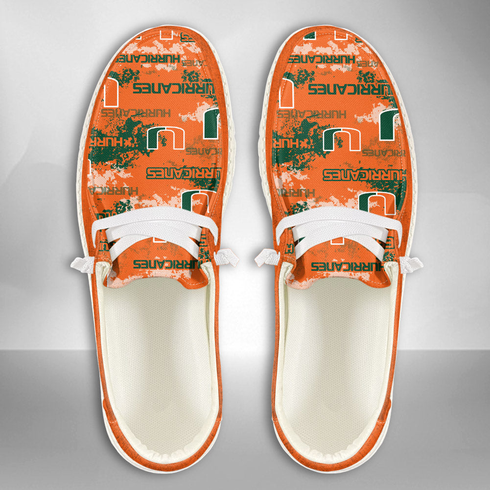NCAA Miami Hurricanes Custom Name Hey Dude Shoes 05 M22