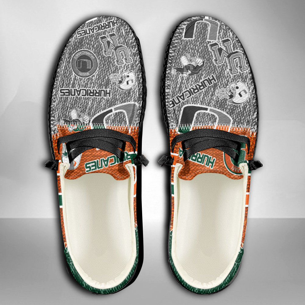 NCAA Miami Hurricanes Custom Name Hey Dude Shoes 08 M79