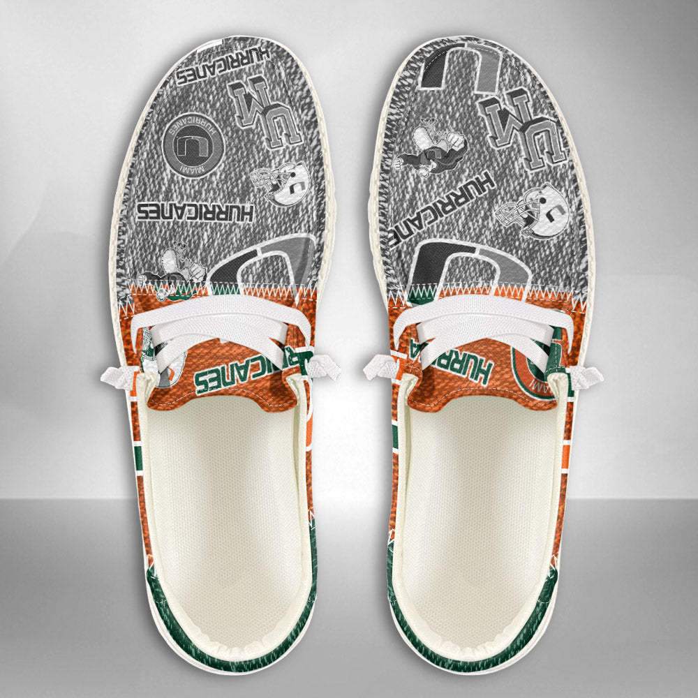 NCAA Miami Hurricanes Custom Name Hey Dude Shoes 08 M79
