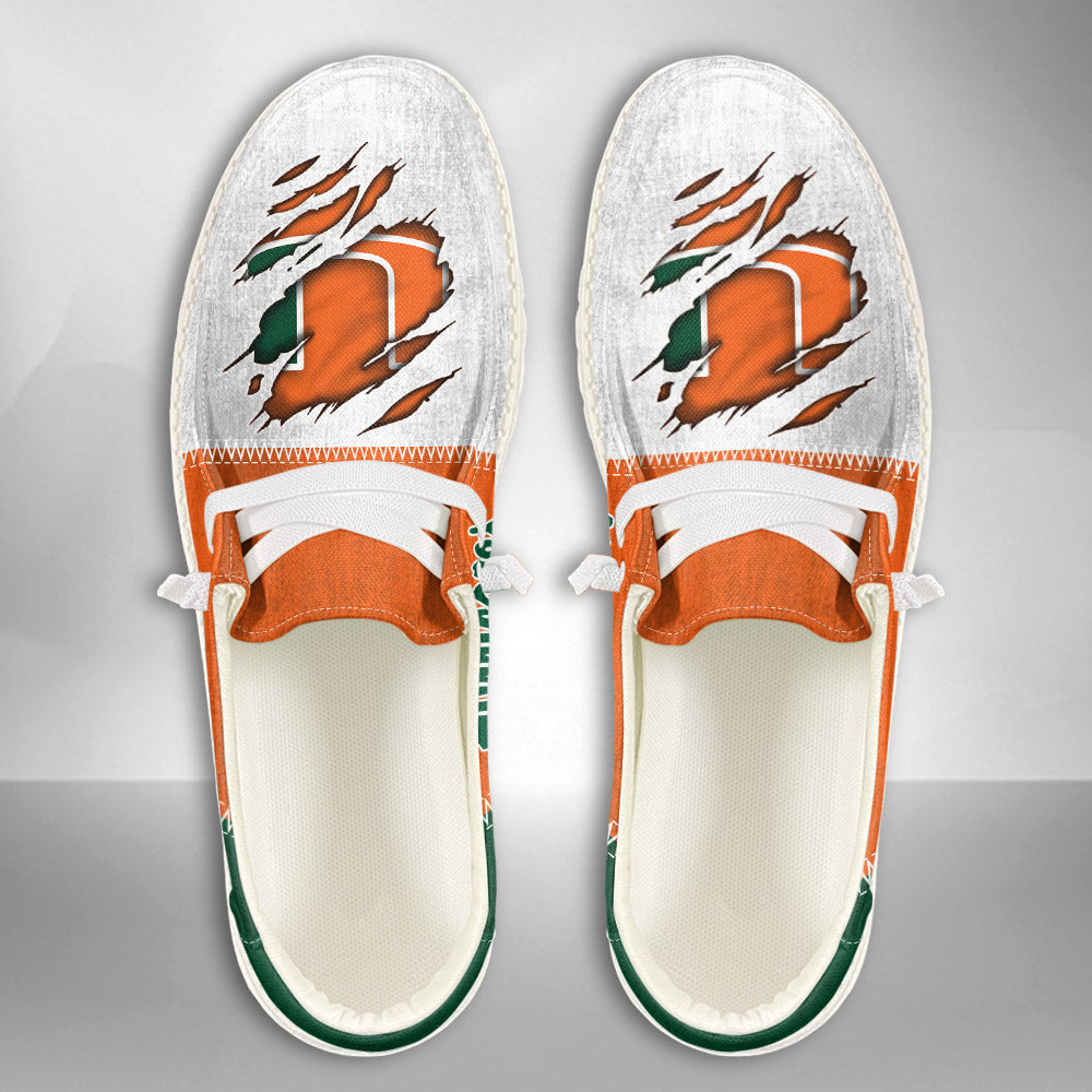 NCAA Miami Hurricanes Custom Name Hey Dude Shoes 09 M79