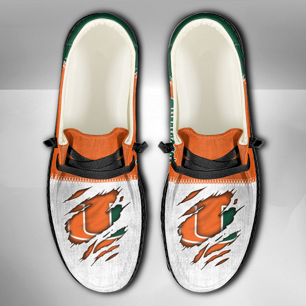 NCAA Miami Hurricanes Custom Name Hey Dude Shoes 09 M79