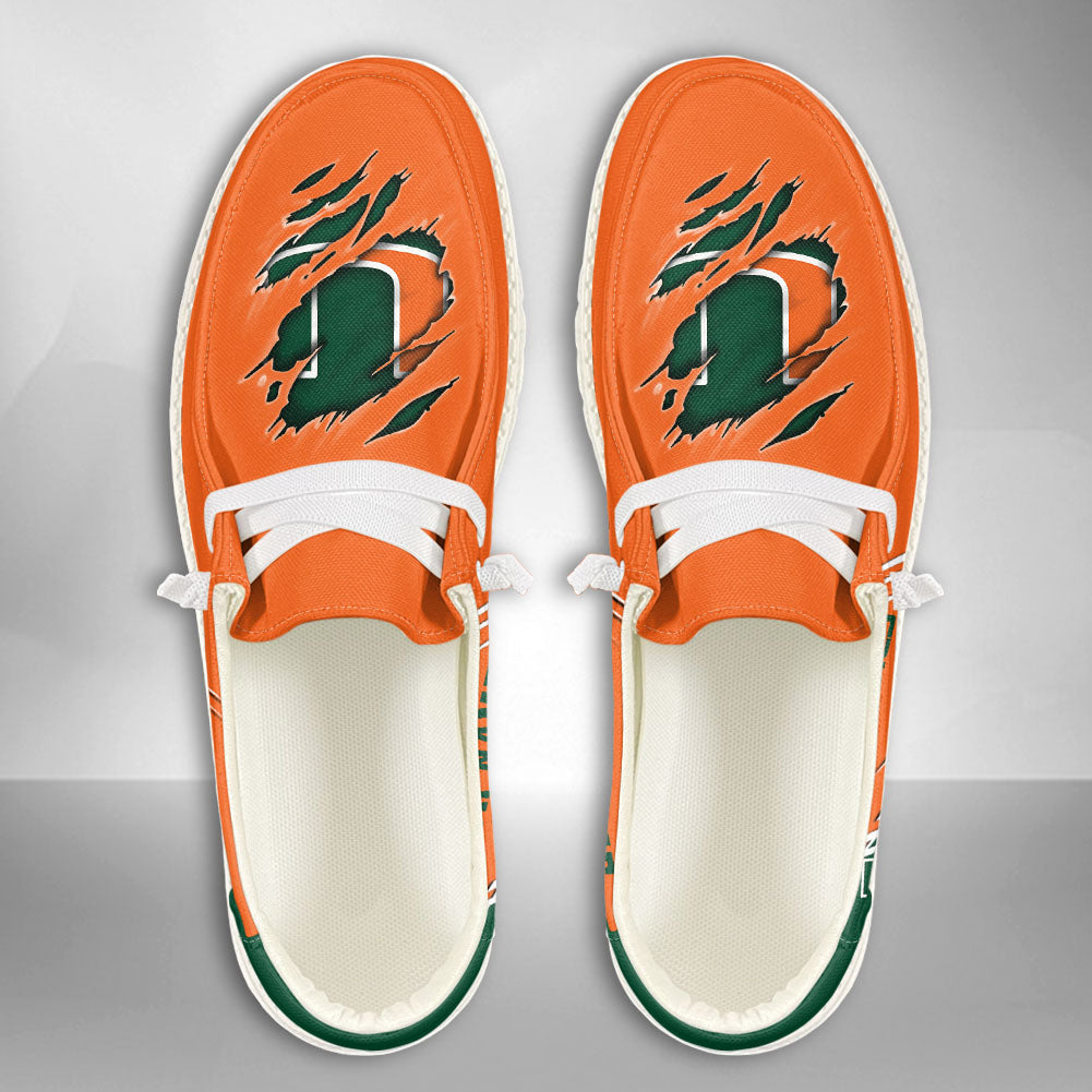 NCAA Miami Hurricanes Custom Name Hey Dude Shoes 10 M79