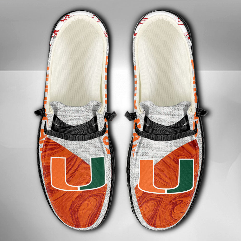 NCAA Miami Hurricanes Custom Name Hey Dude Shoes 13 M79