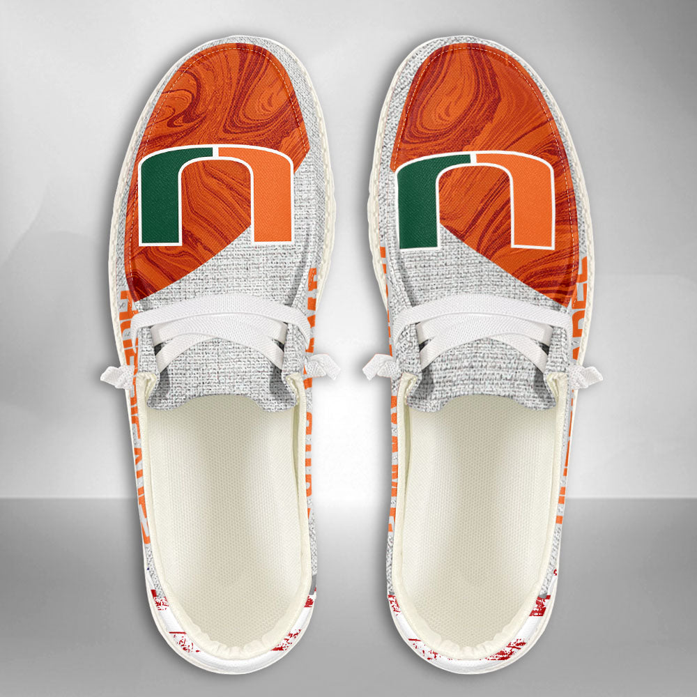 NCAA Miami Hurricanes Custom Name Hey Dude Shoes 13 M79