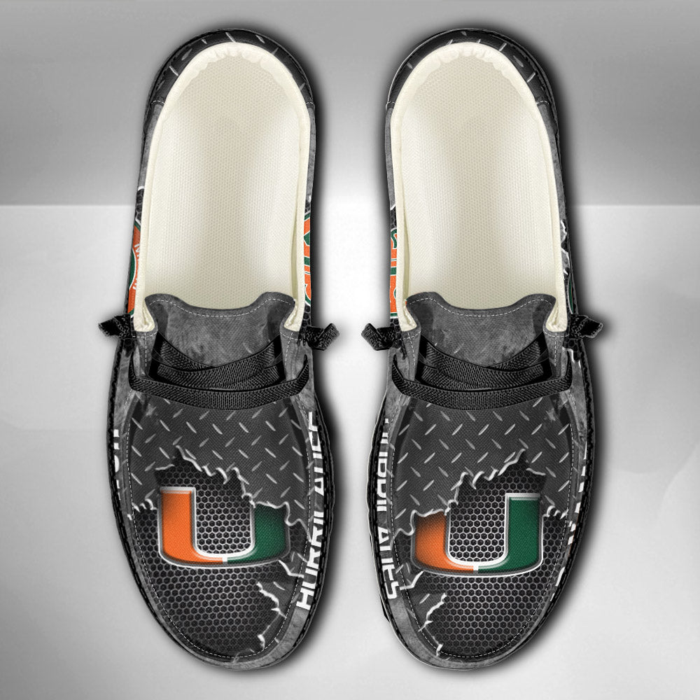 NCAA Miami Hurricanes Custom Name Hey Dude Shoes 15 M79