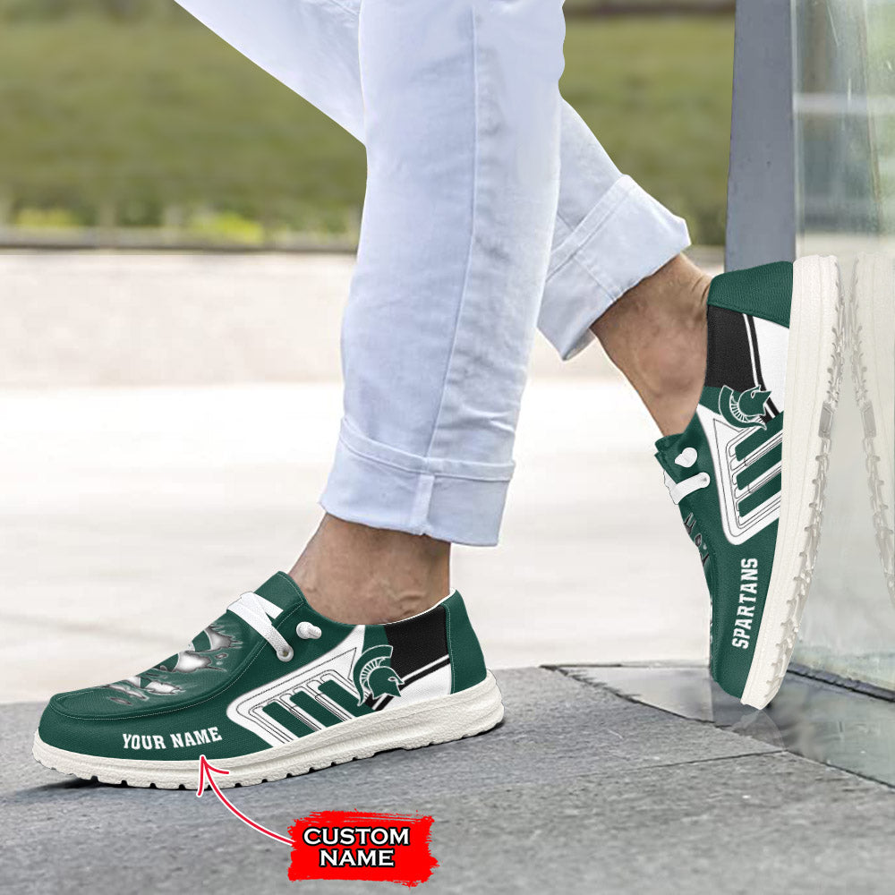 NCAA Michigan State Spartans Custom Name Hey Dude Shoes 11 M79