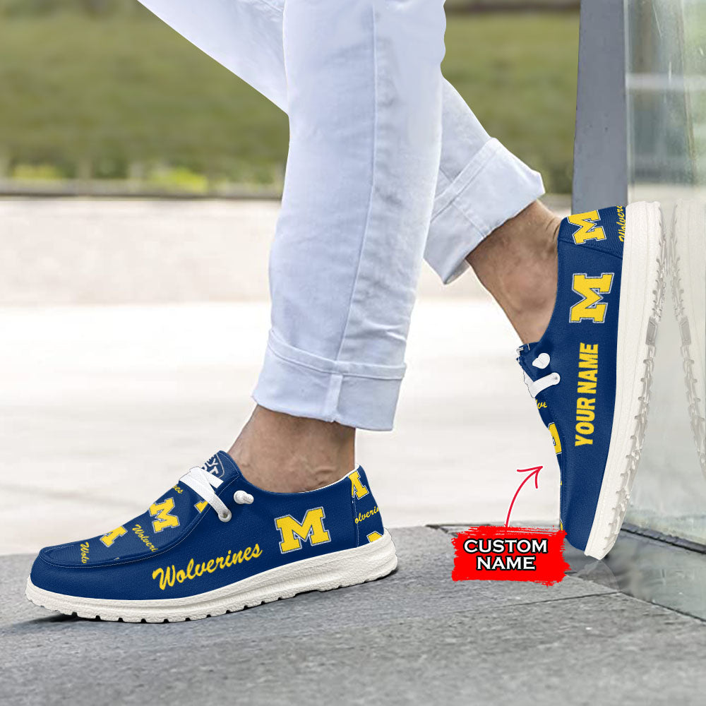 NCAA Michigan Wolverines - Custom Name Hey Dude Shoes 02