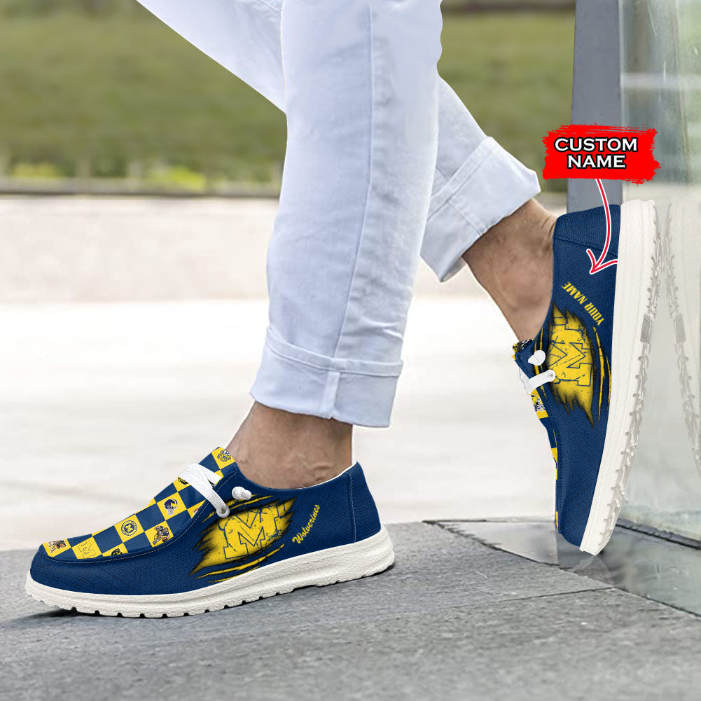 NCAA Michigan Wolverines Custom Name Hey Dude Shoes 01 CH1