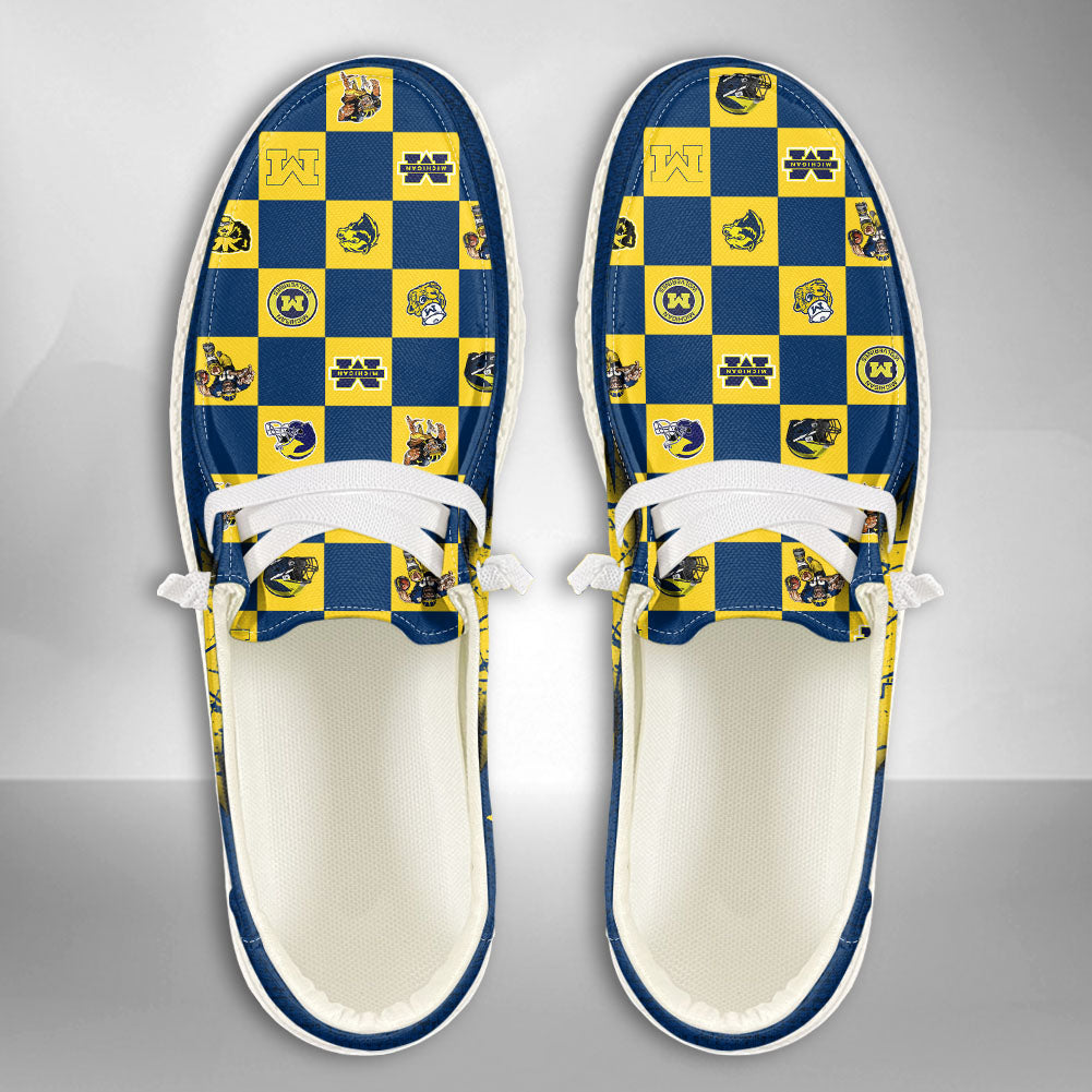 NCAA Michigan Wolverines Custom Name Hey Dude Shoes 01 CH1