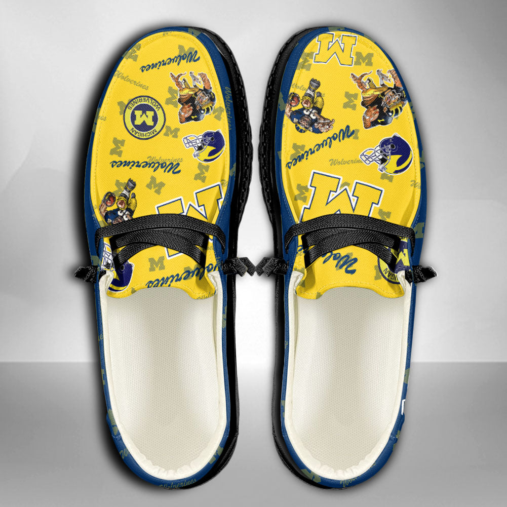 NCAA Michigan Wolverines Custom Name Hey Dude Shoes 01 M7