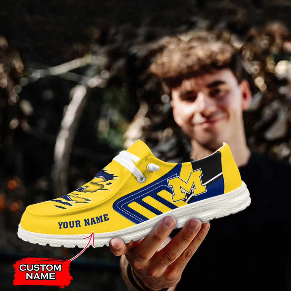 NCAA Michigan Wolverines Custom Name Hey Dude Shoes 07 M7