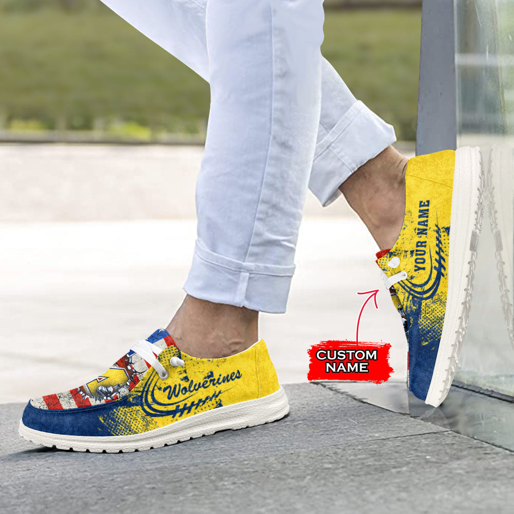 NCAA Michigan Wolverines Custom Name Hey Dude Shoes 07 M79