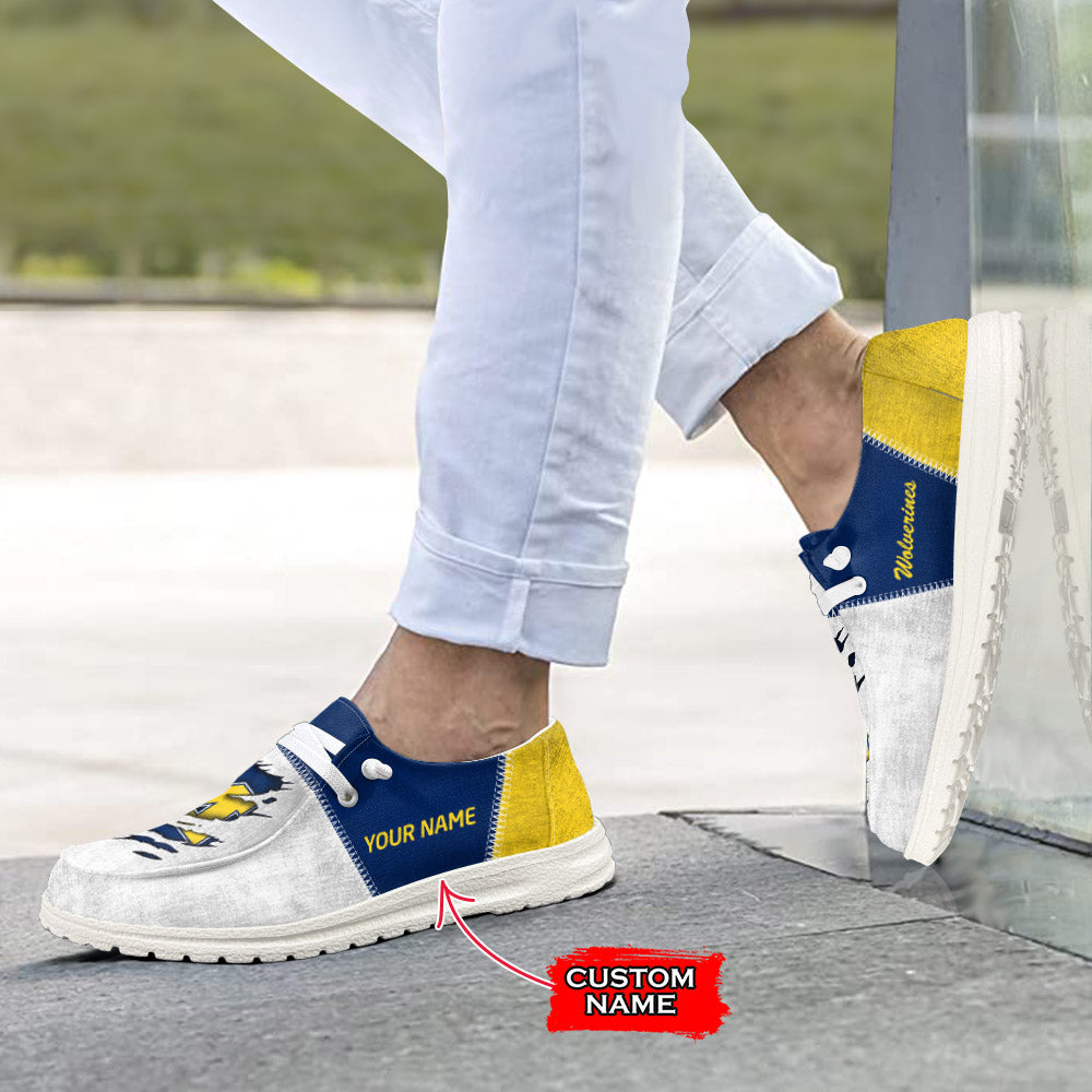NCAA Michigan Wolverines Custom Name Hey Dude Shoes 09 M79
