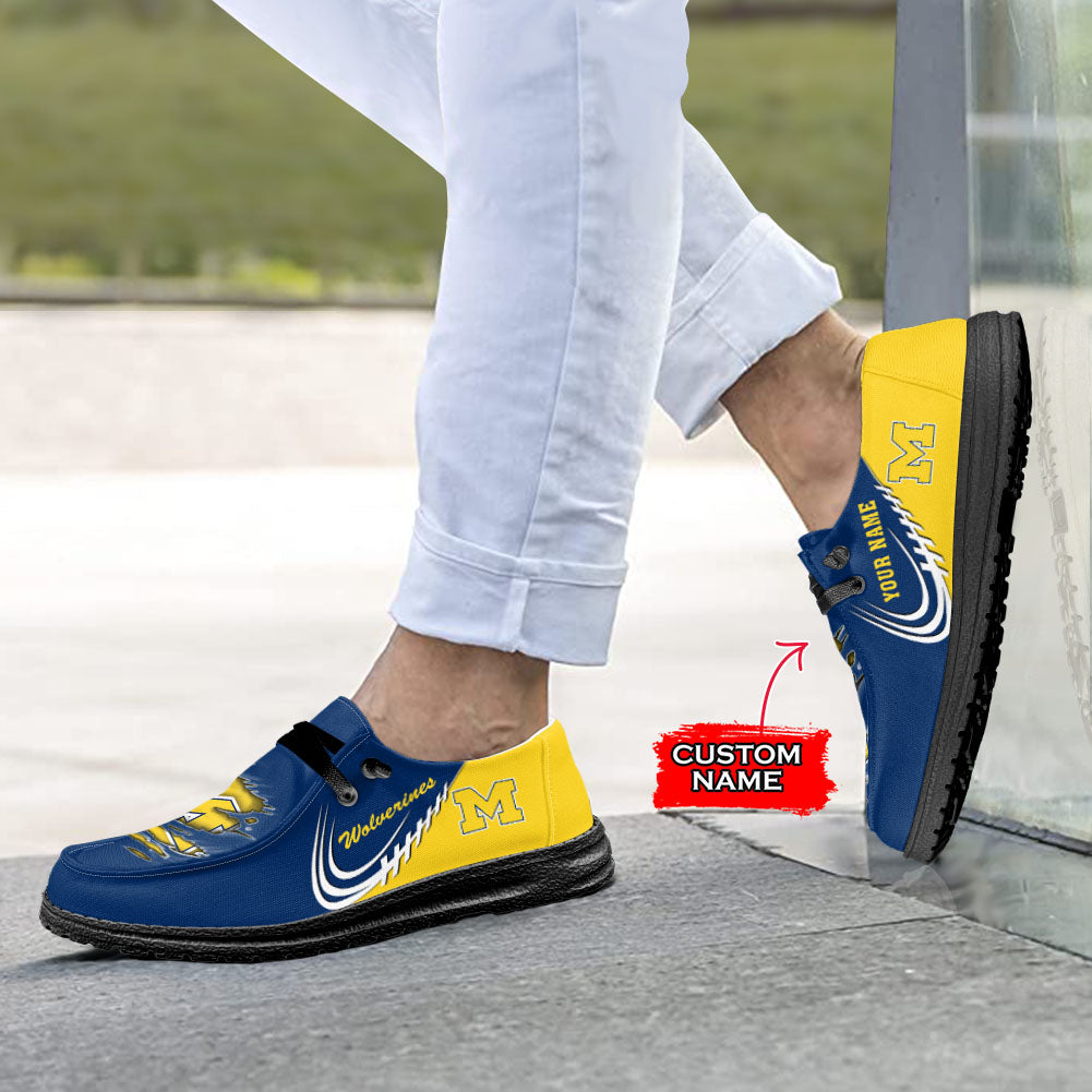 NCAA Michigan Wolverines Custom Name Hey Dude Shoes 10 M79