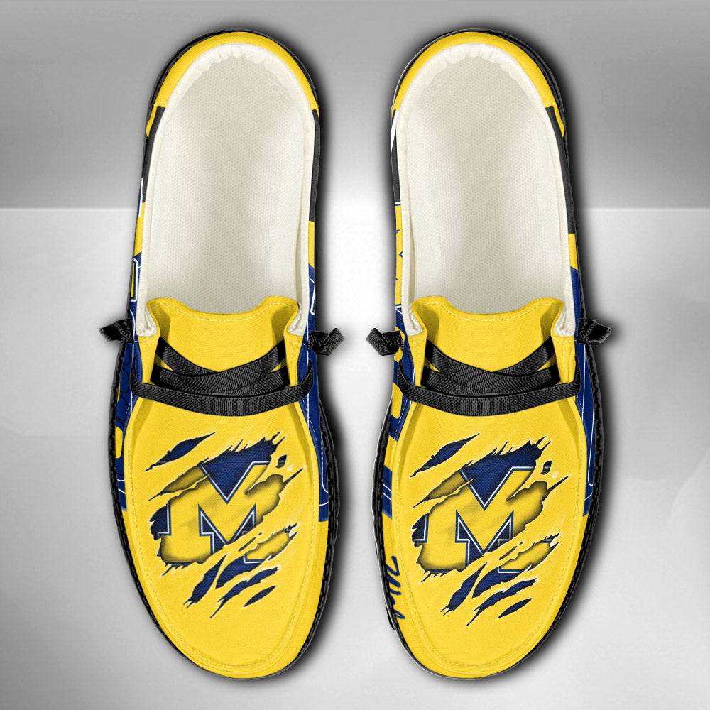 NCAA Michigan Wolverines Custom Name Hey Dude Shoes 11 M79