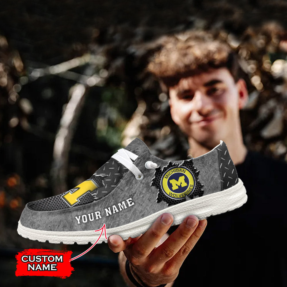 NCAA Michigan Wolverines Custom Name Hey Dude Shoes 15 M79
