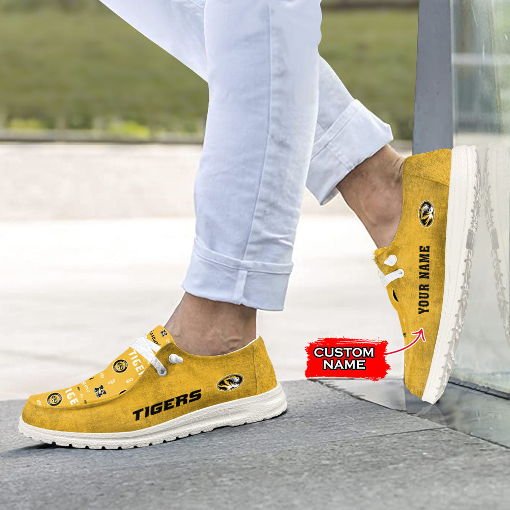 NCAA Missouri Tigers Custom Name Hey Dude Shoes 04 M12