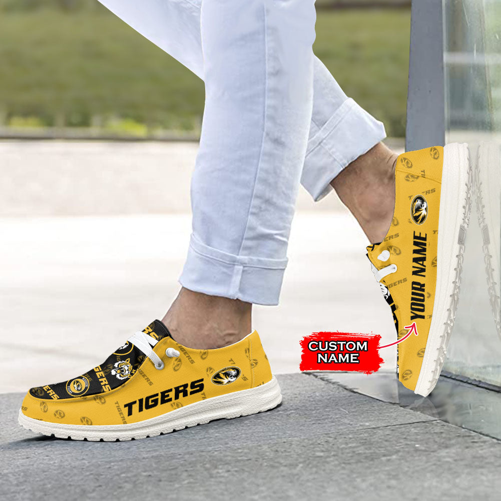 NCAA Missouri Tigers Custom Name Hey Dude Shoes 04 M79