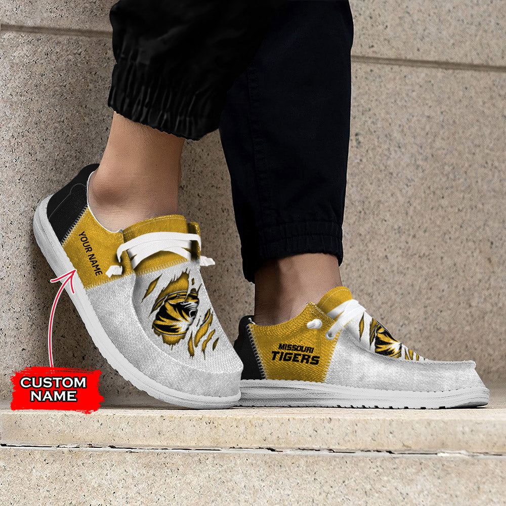NCAA Missouri Tigers Custom Name Hey Dude Shoes 09 M79