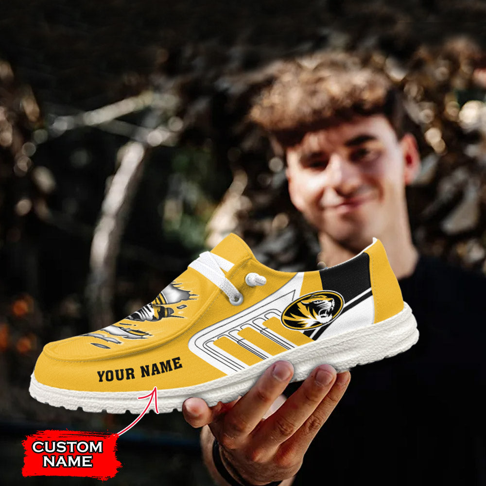 NCAA Missouri Tigers Custom Name Hey Dude Shoes 11 M79