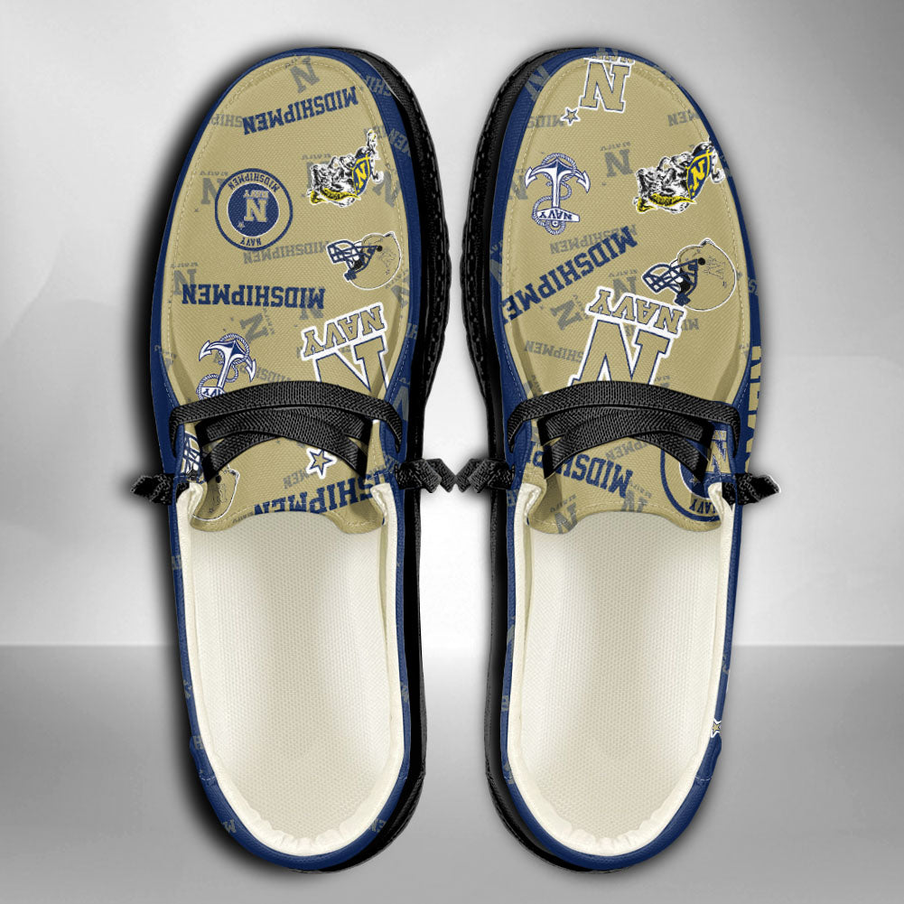 NCAA Navy Midshipmen Custom Name Hey Dude Shoes 01 M7