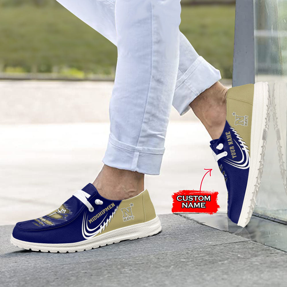 NCAA Navy Midshipmen Custom Name Hey Dude Shoes 06 M7