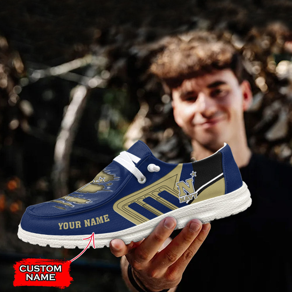 NCAA Navy Midshipmen Custom Name Hey Dude Shoes 07 M7