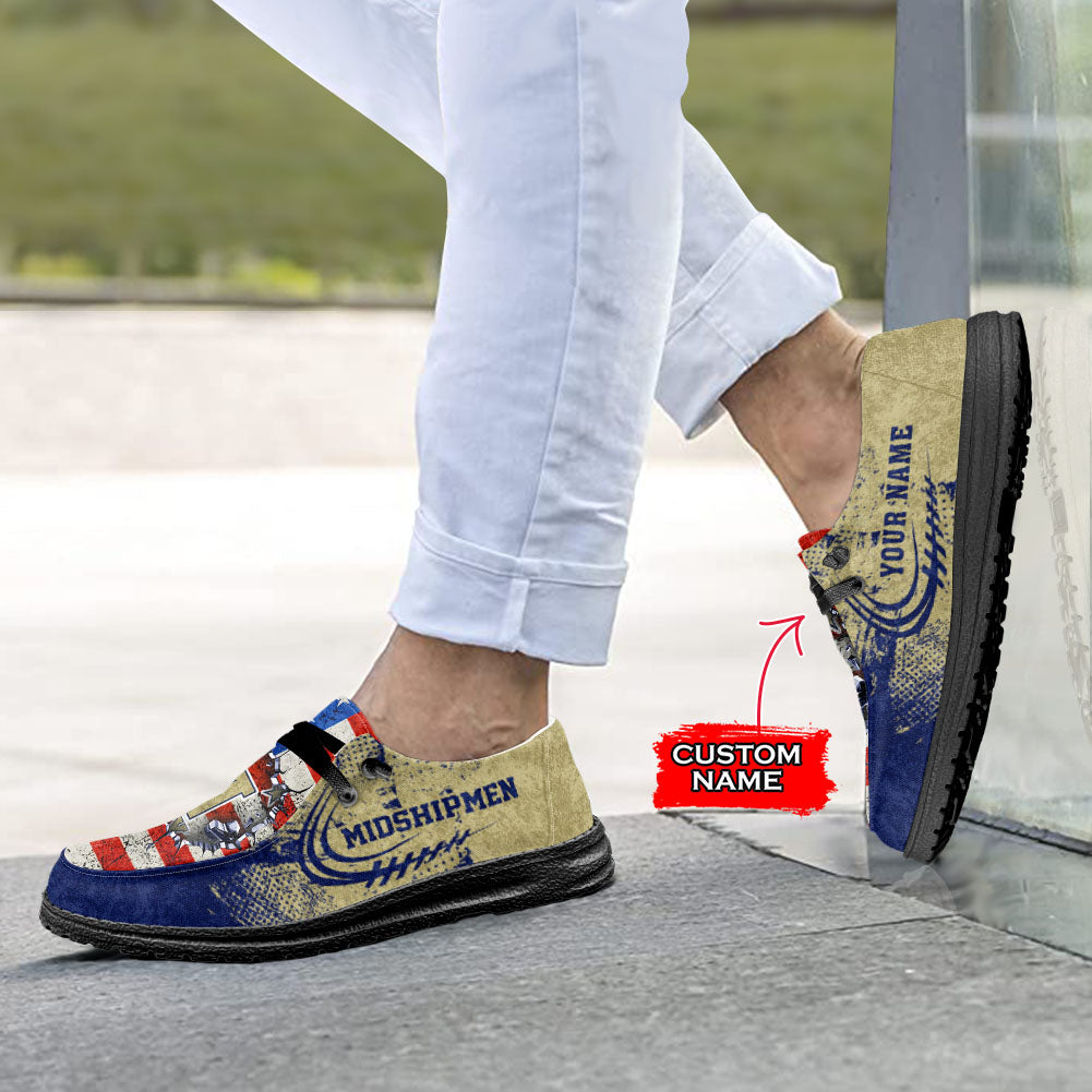 NCAA Navy Midshipmen Custom Name Hey Dude Shoes 07 M79