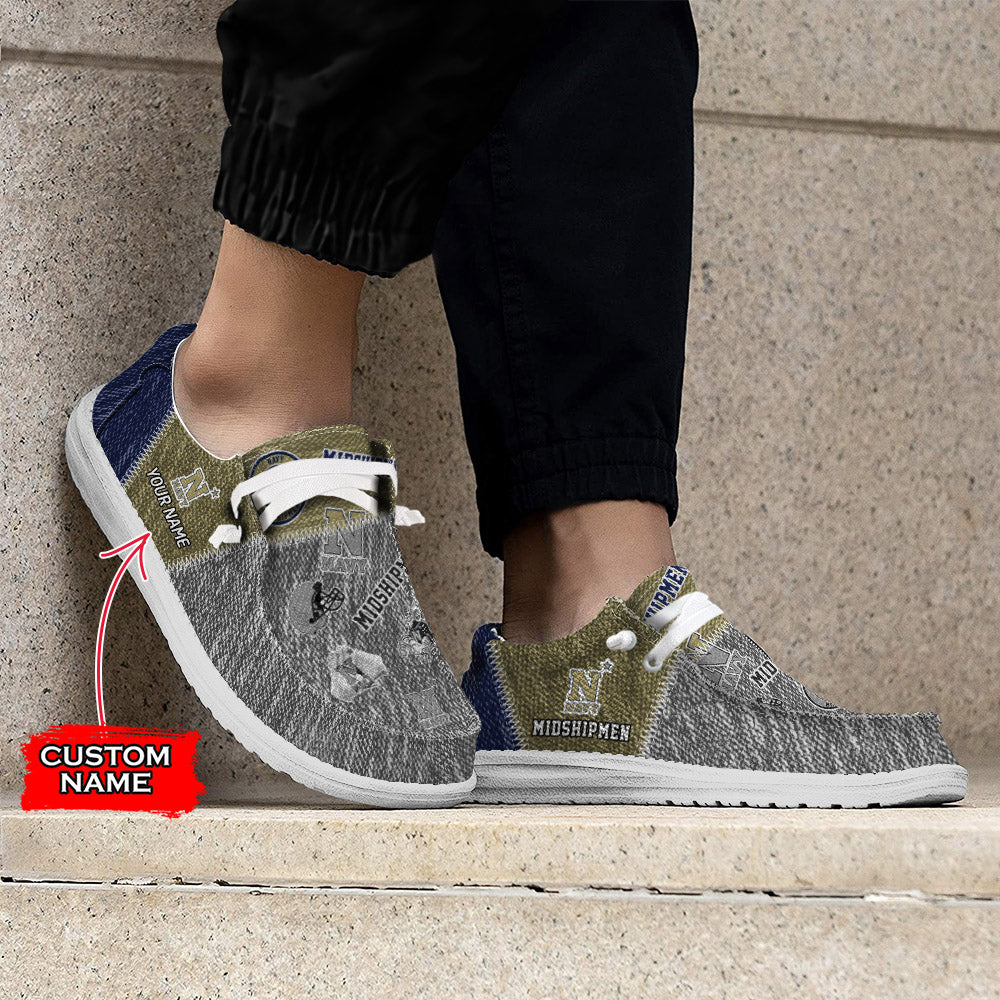 NCAA Navy Midshipmen Custom Name Hey Dude Shoes 08 M79