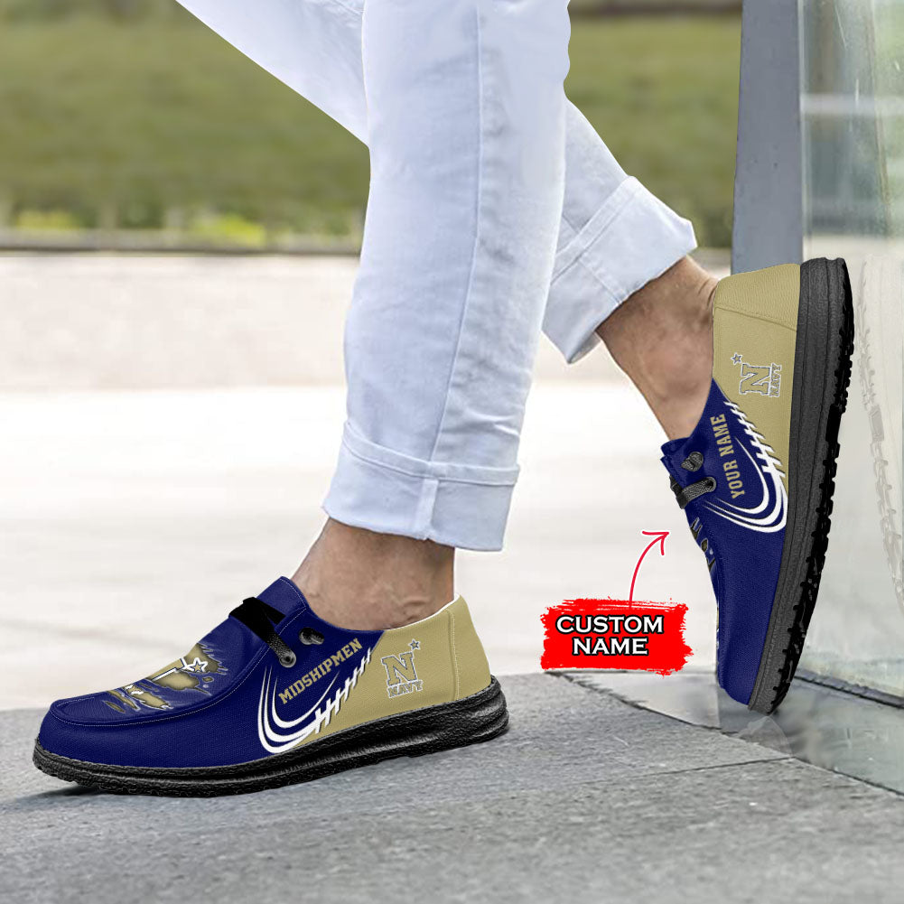 NCAA Navy Midshipmen Custom Name Hey Dude Shoes 10 M79