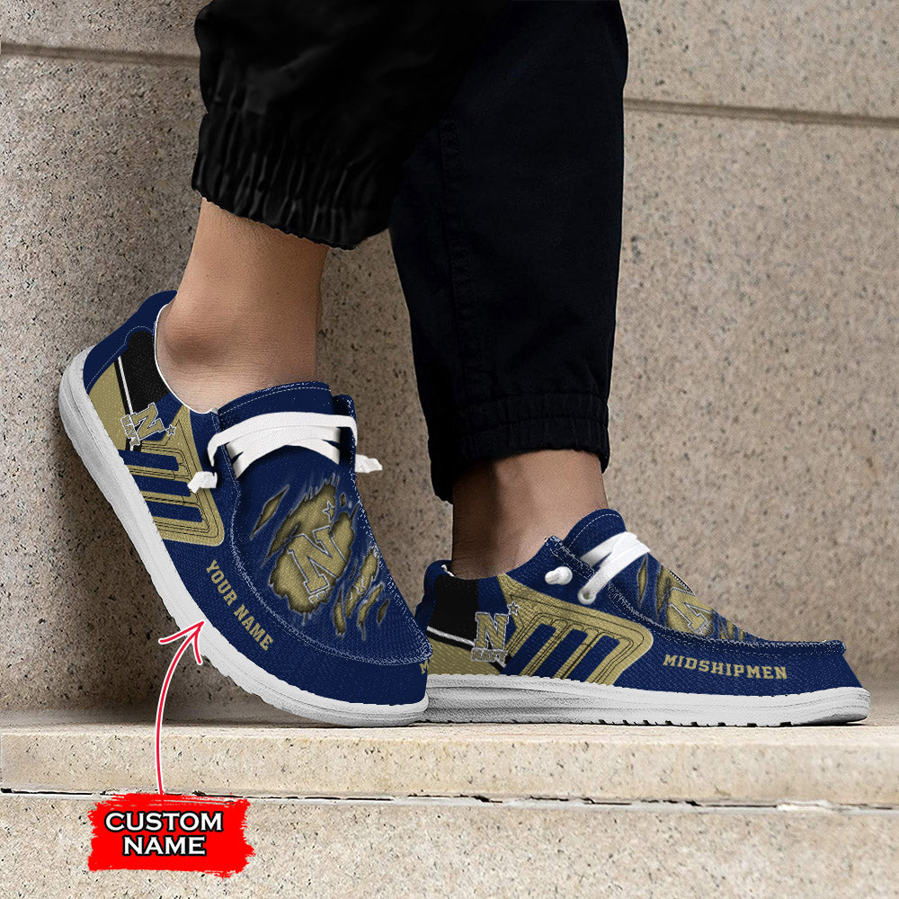 NCAA Navy Midshipmen Custom Name Hey Dude Shoes 11 M79