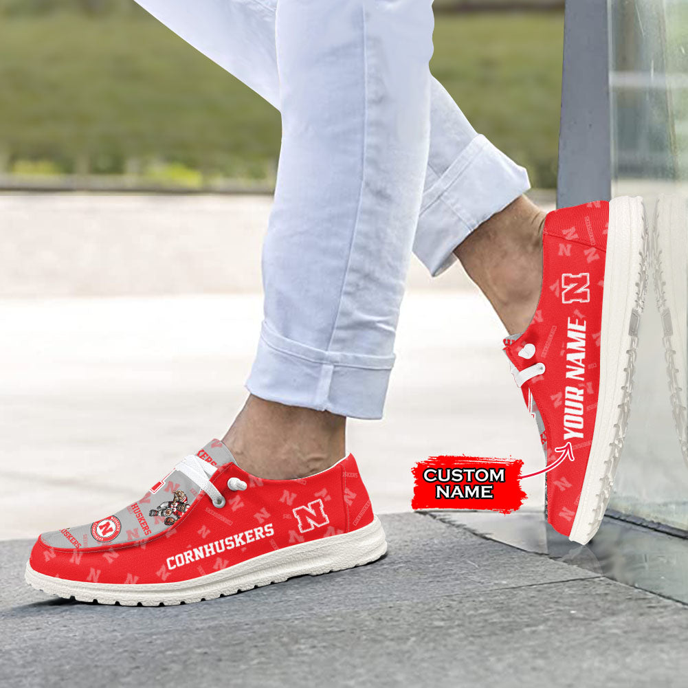 NCAA Nebraska Cornhuskers Custom Name Hey Dude Shoes 02 M12