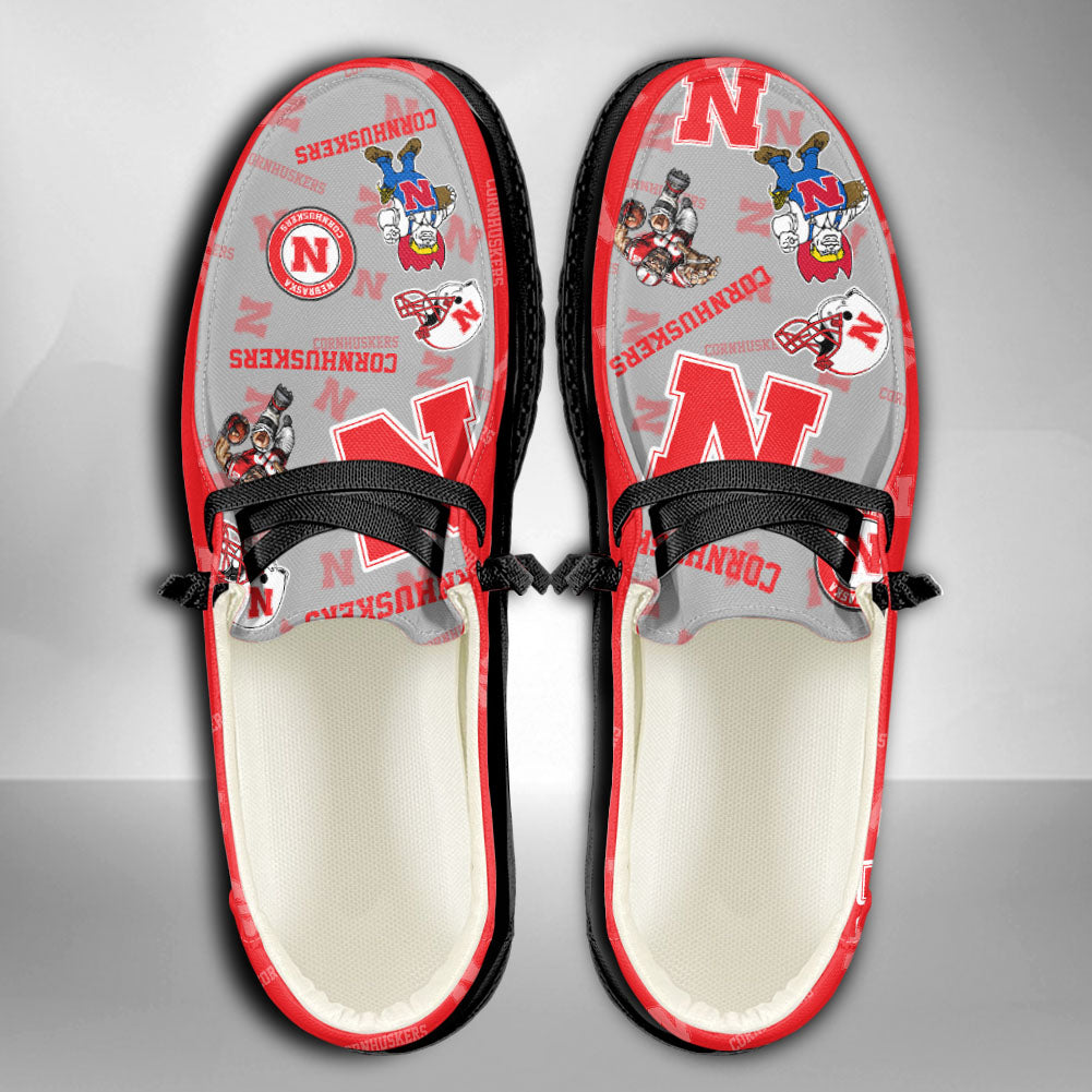 NCAA Nebraska Cornhuskers Custom Name Hey Dude Shoes 04