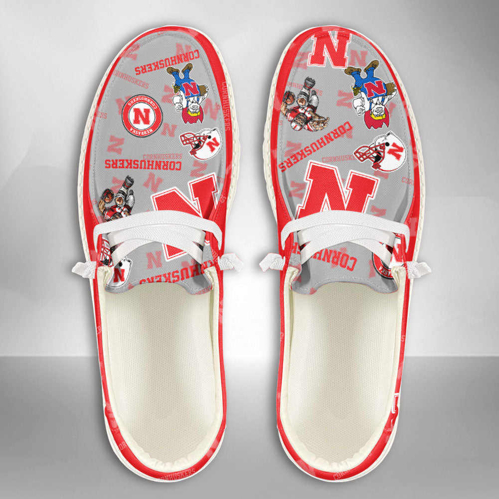 NCAA Nebraska Cornhuskers Custom Name Hey Dude Shoes 04